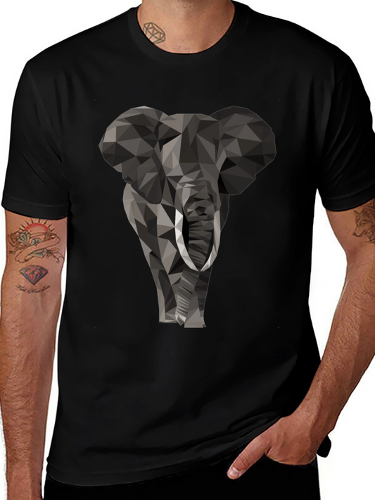 Geometric Elephant Graphic Tee - Black