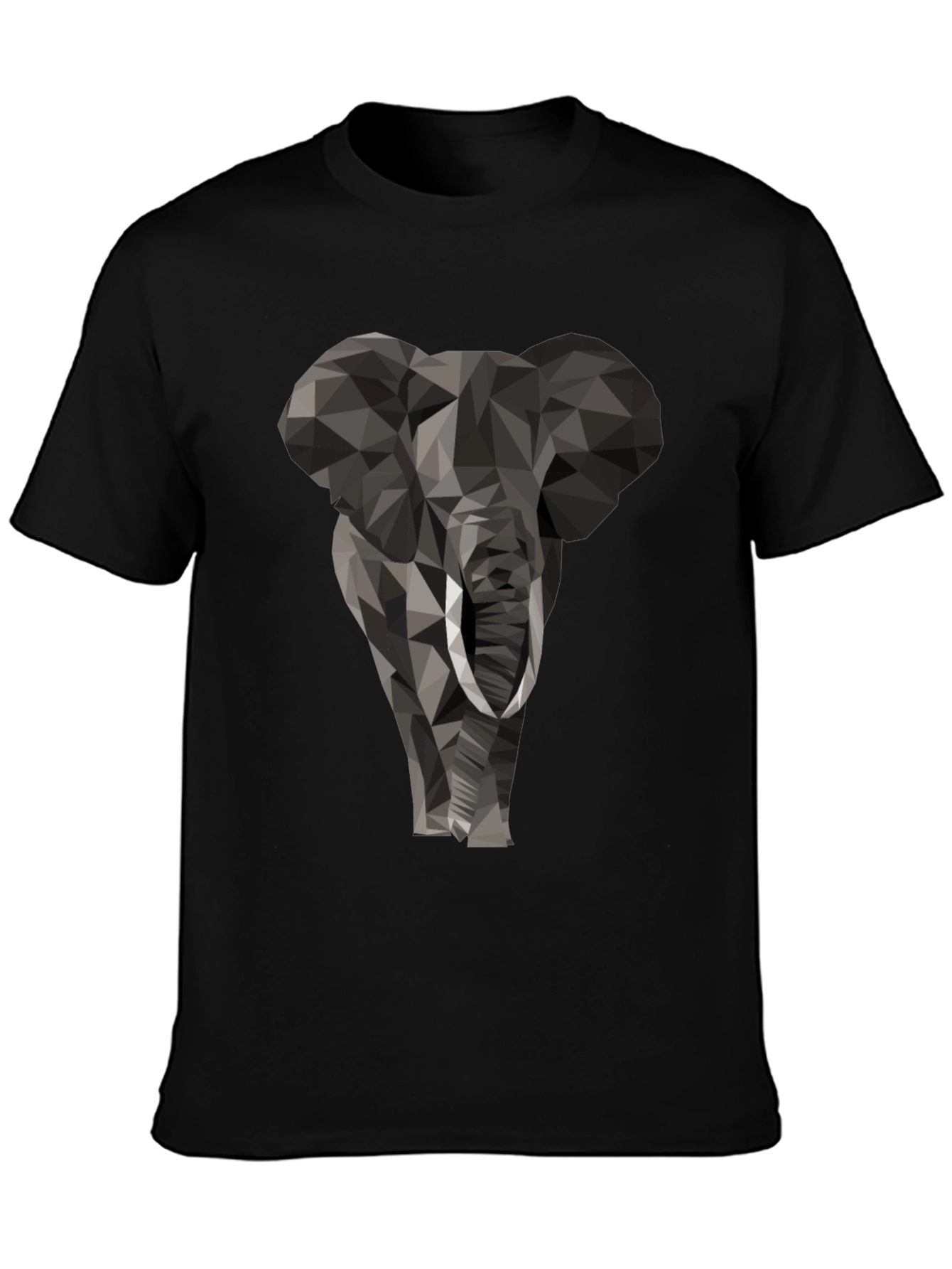 Geometric Elephant Graphic Tee - Black