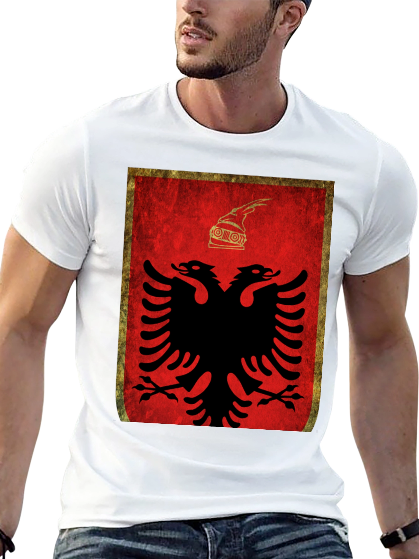 Albanian Flag Graphic Tee - Black