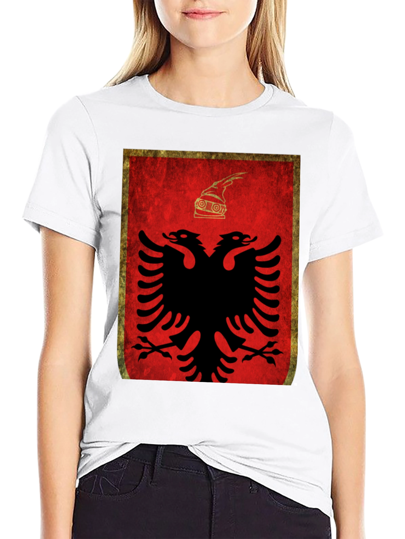 Albanian Flag Graphic Tee - Black