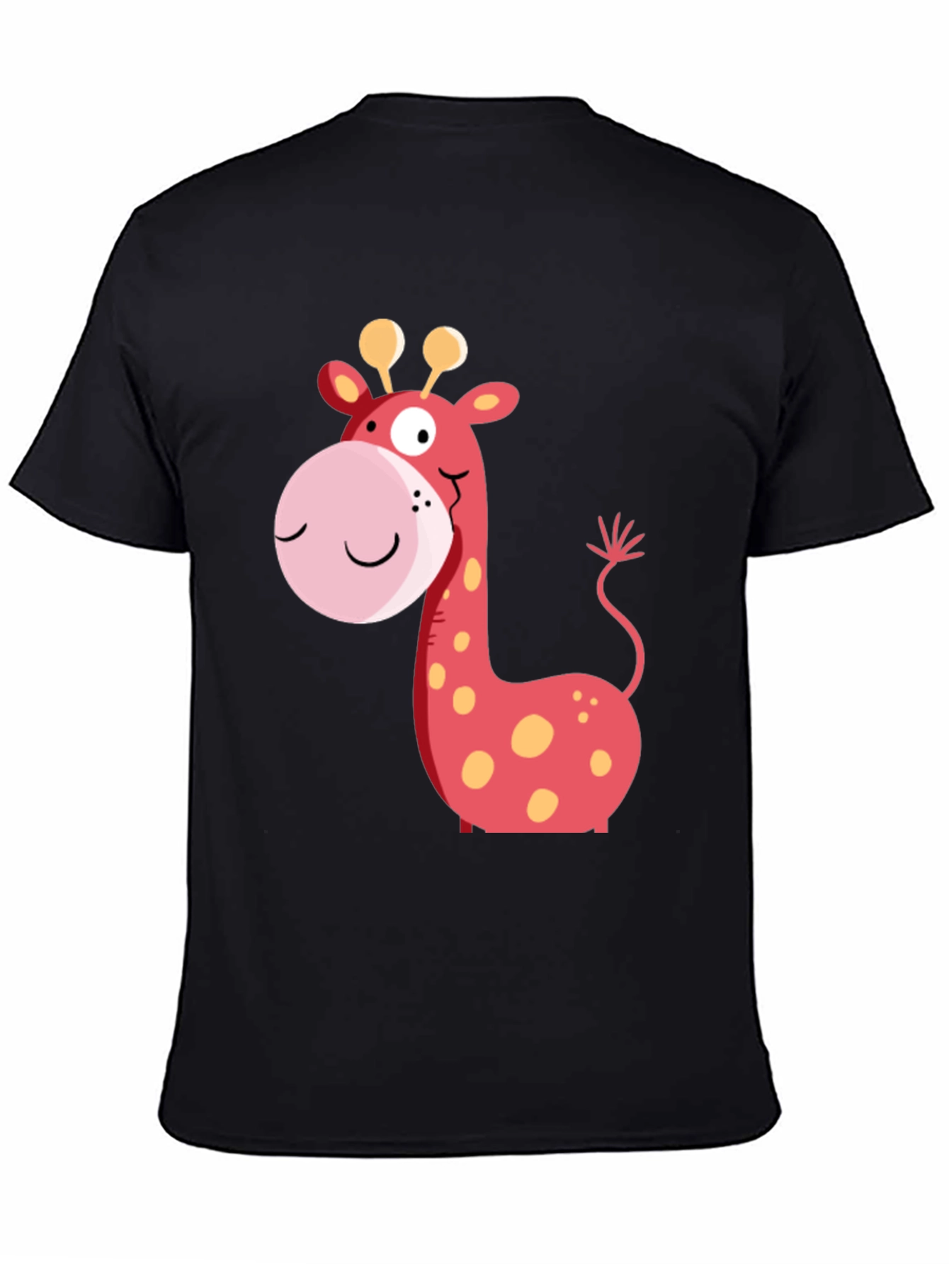 Giraffe Graphic Tee - Black Cotton Casual Wear