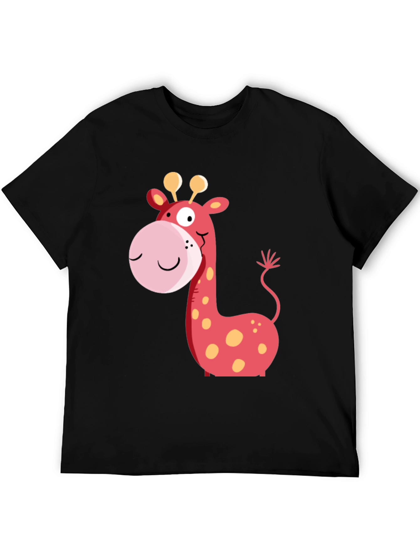 Giraffe Graphic Tee - Black Cotton Casual Wear