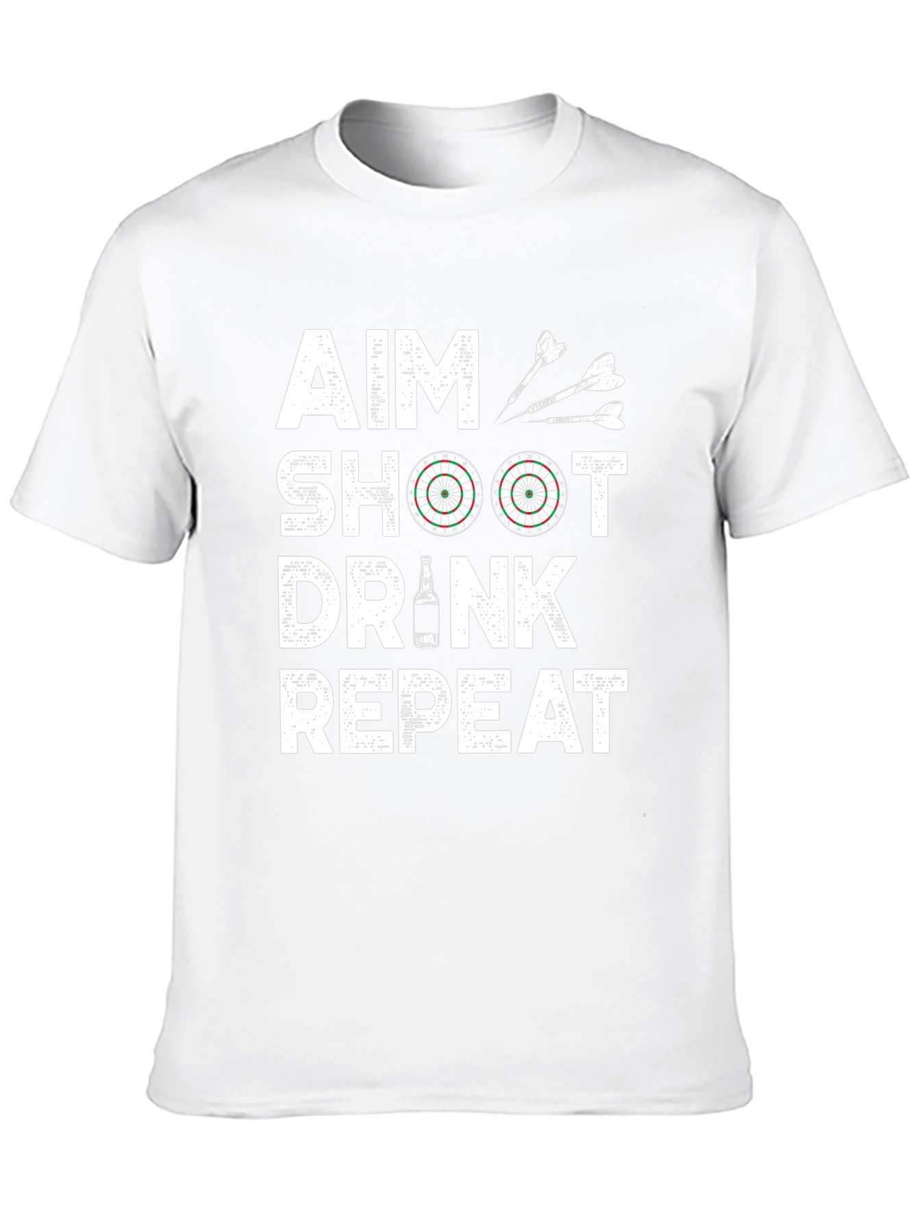 Aim Shoot Drink Repeat Mens Black Graphic Tee