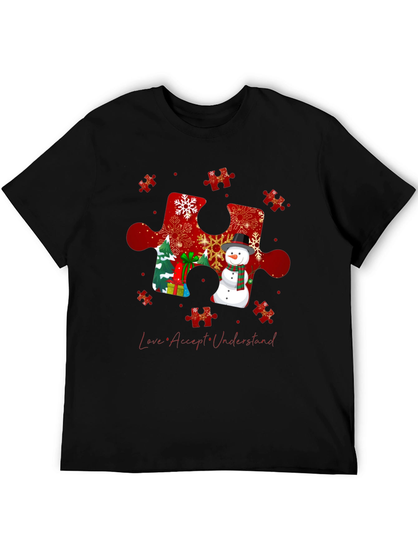Autism Awareness Christmas Puzzle Piece T-Shirt