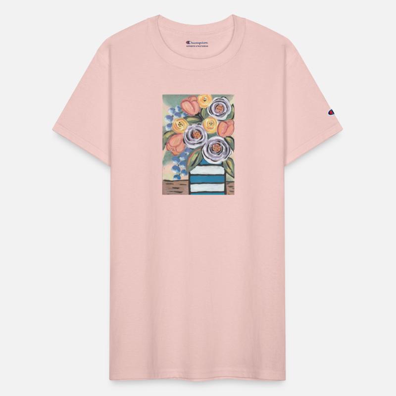 Vibrant Floral Bouquet in a Blue Striped Vase