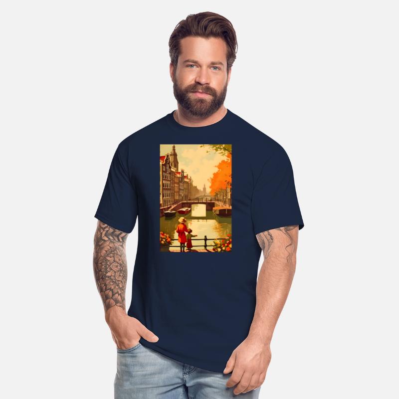 Vintage Amsterdam Canal Travel Poster