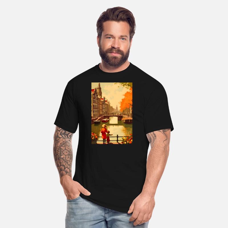 Vintage Amsterdam Canal Travel Poster