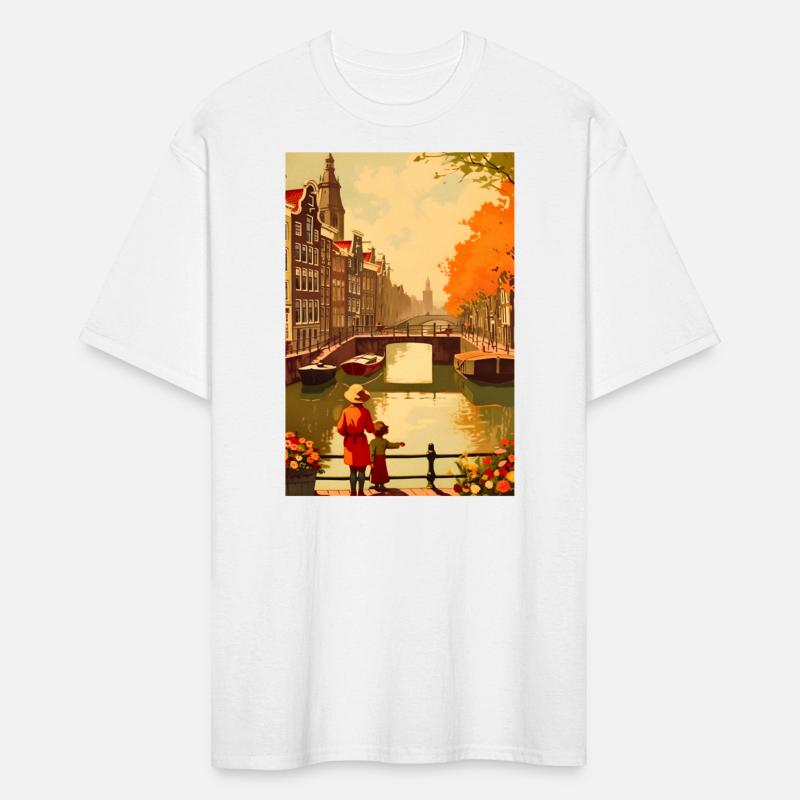 Vintage Amsterdam Canal Travel Poster