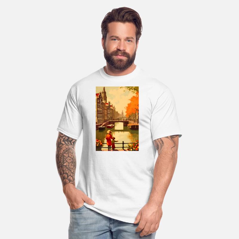 Vintage Amsterdam Canal Travel Poster