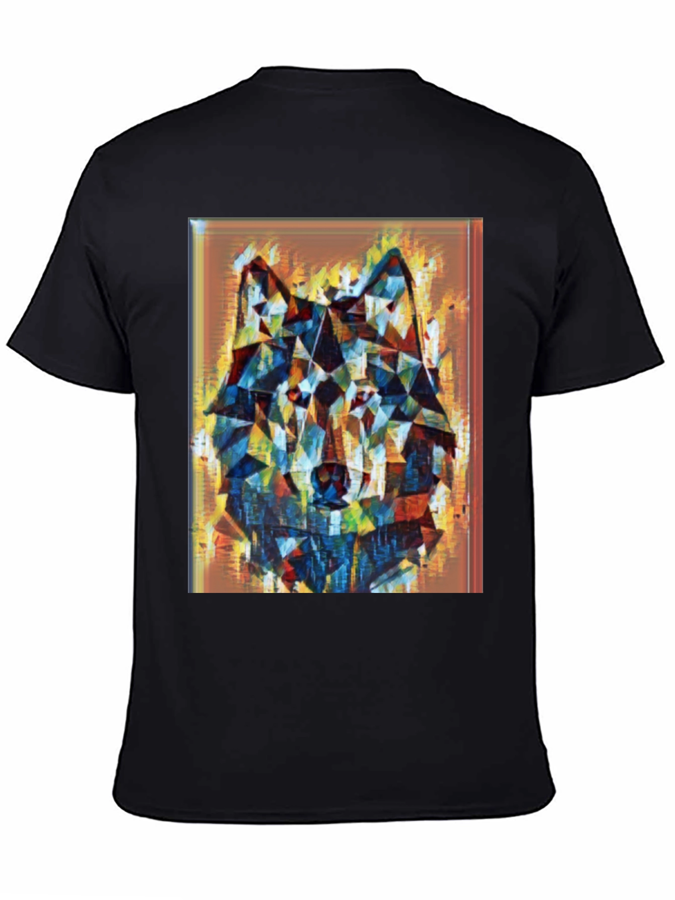 Geometric Wolf Graphic Black Tee