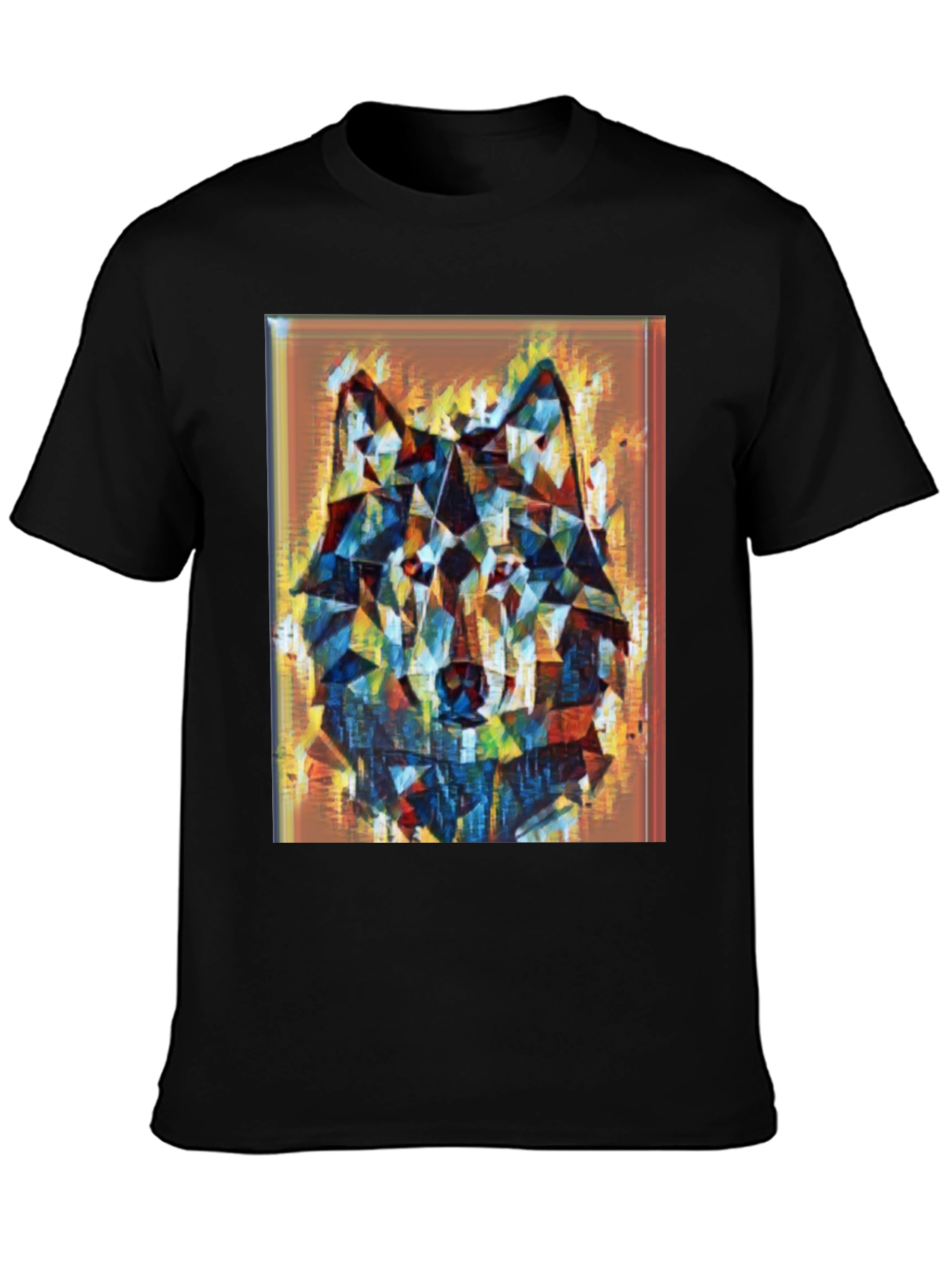 Geometric Wolf Graphic Black Tee