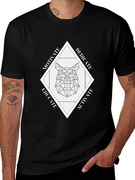 Geometric Owl Graphic Tee - Motivate Dedicate Educate Activate