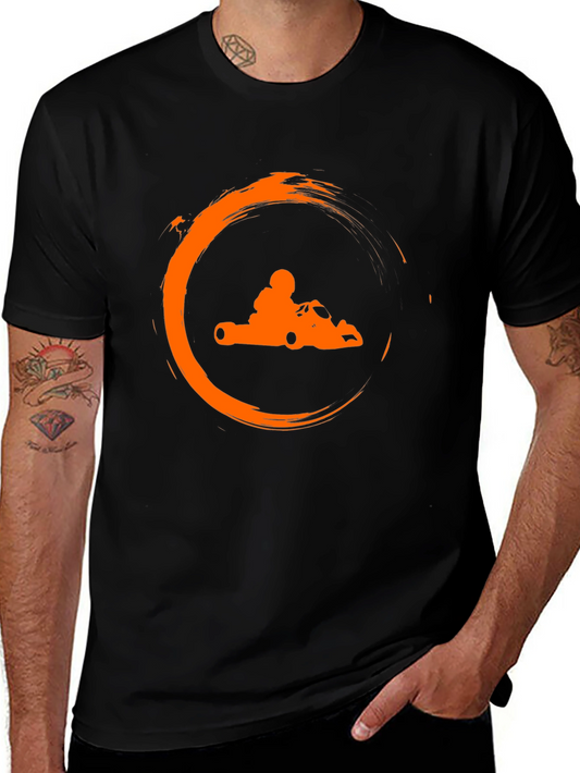 Go Kart Racing T-Shirt - Orange Kart Circle Graphic