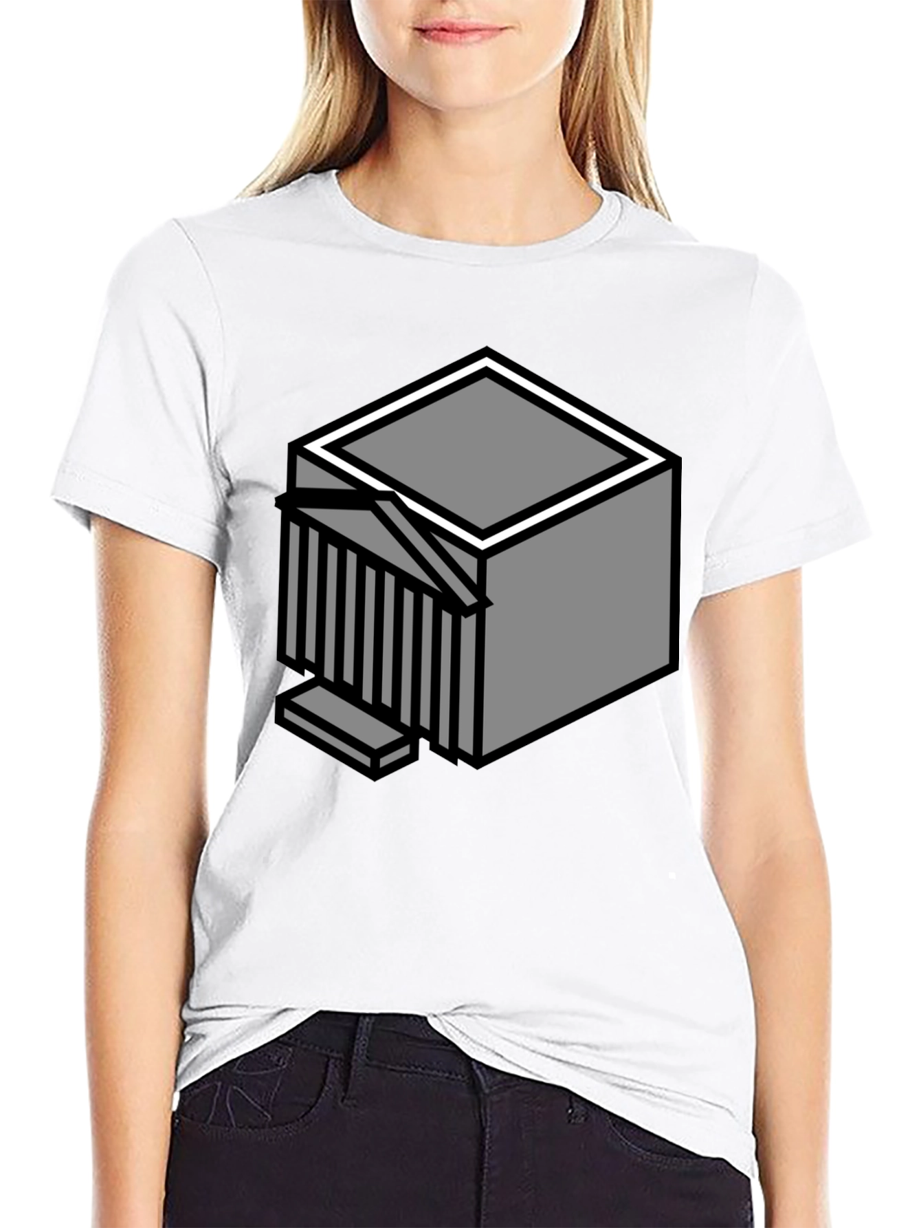 Geometric Cube Graphic T-Shirt - Modern Style