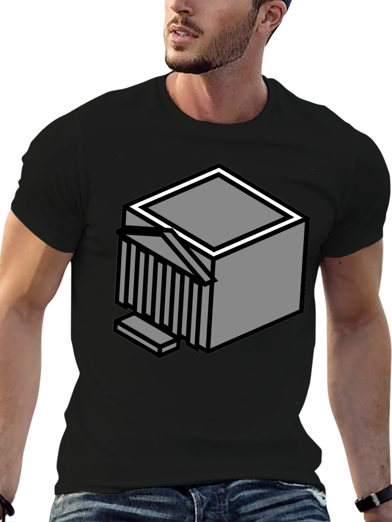 Geometric Cube Graphic T-Shirt - Modern Style