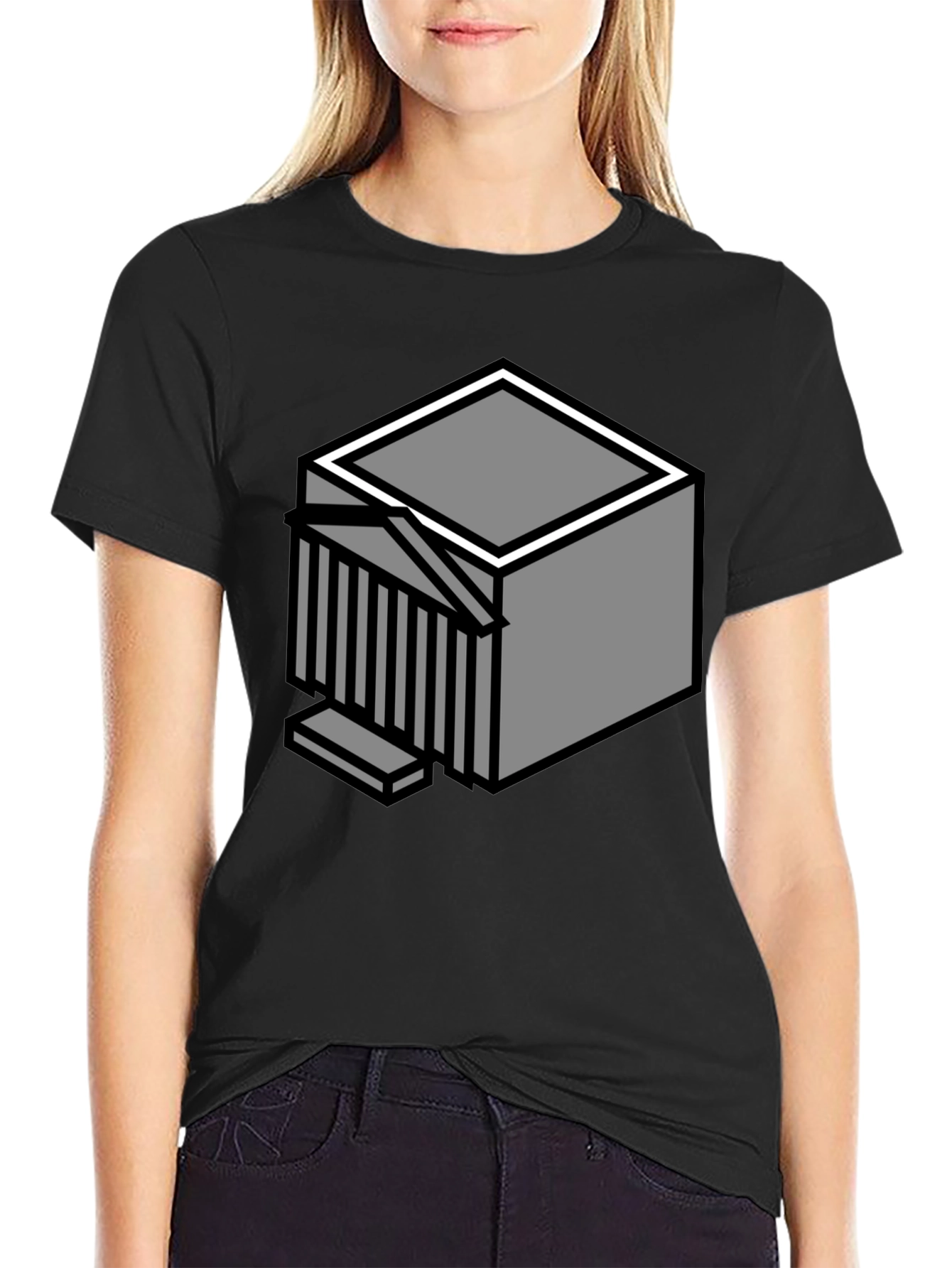 Geometric Cube Graphic T-Shirt - Modern Style