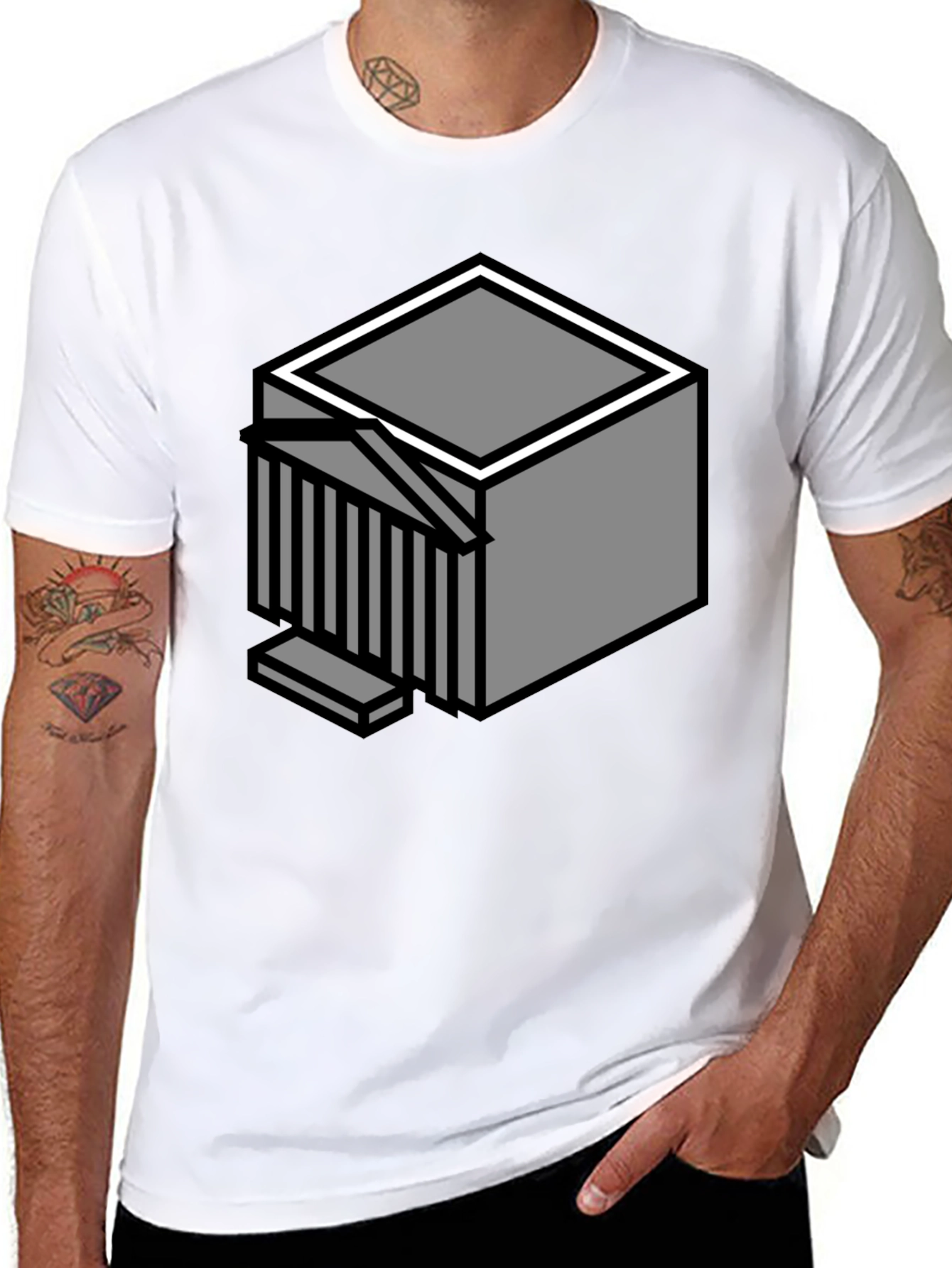 Geometric Cube Graphic T-Shirt - Modern Style