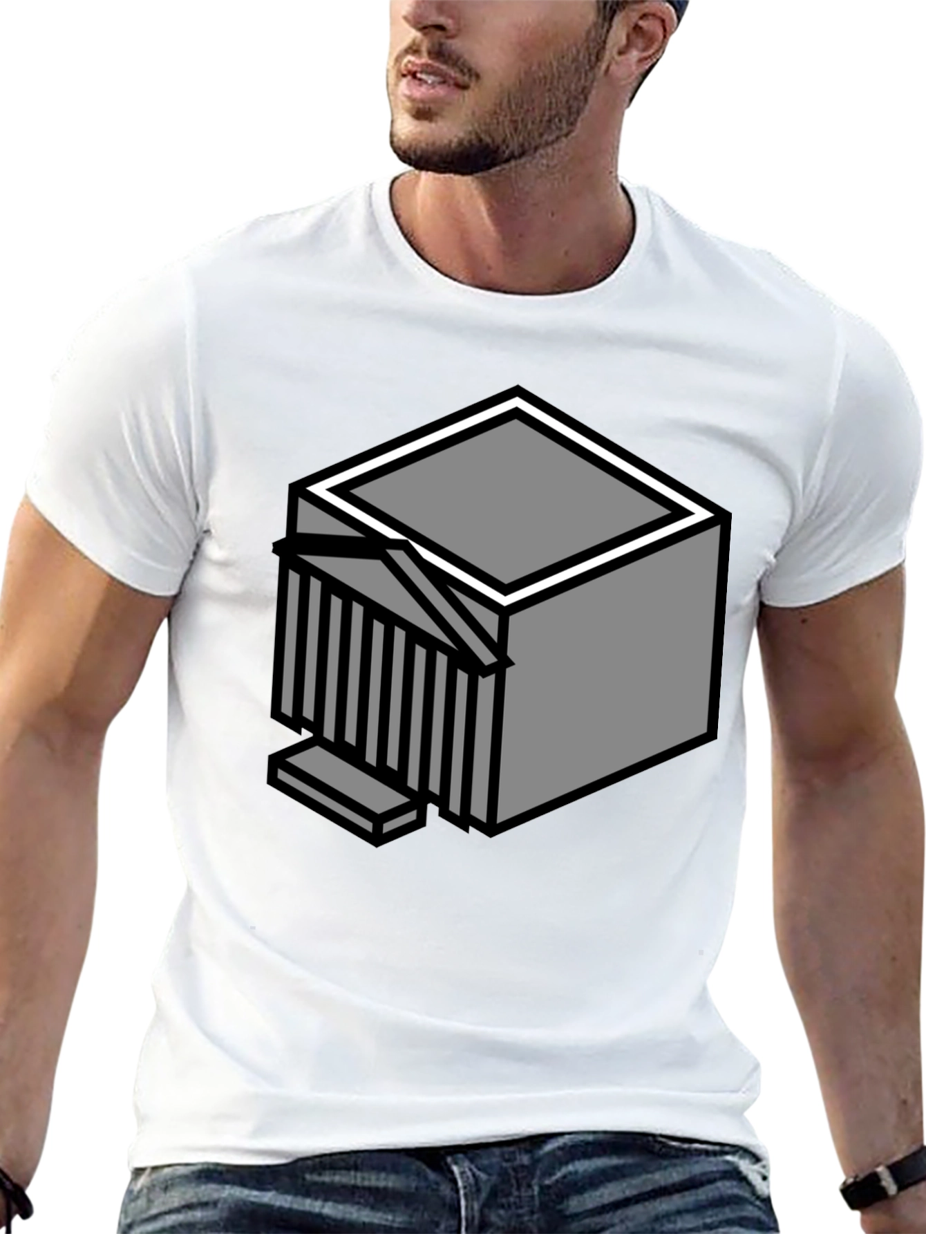 Geometric Cube Graphic T-Shirt - Modern Style