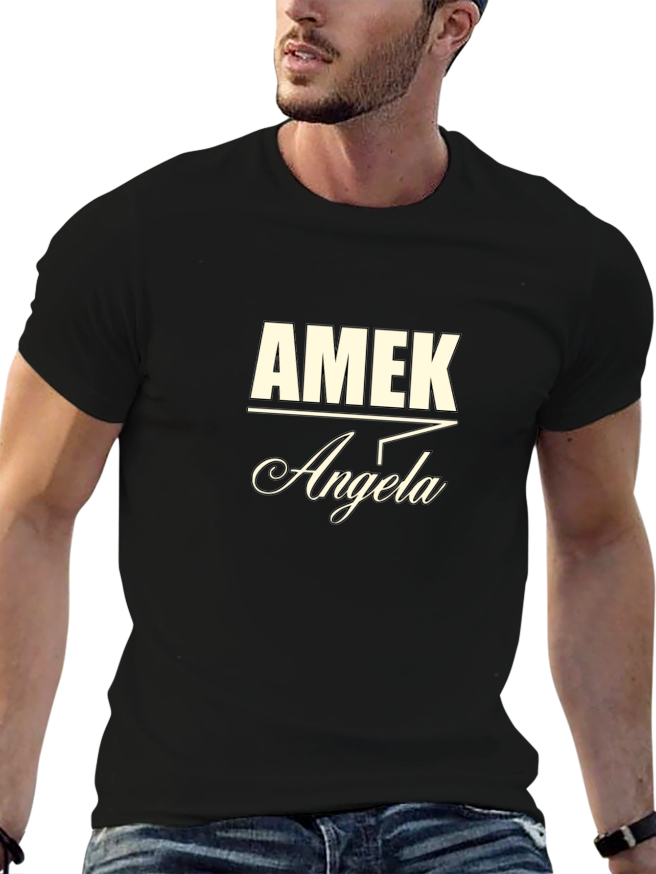 AMEK Angela Custom Printed Black T-Shirt