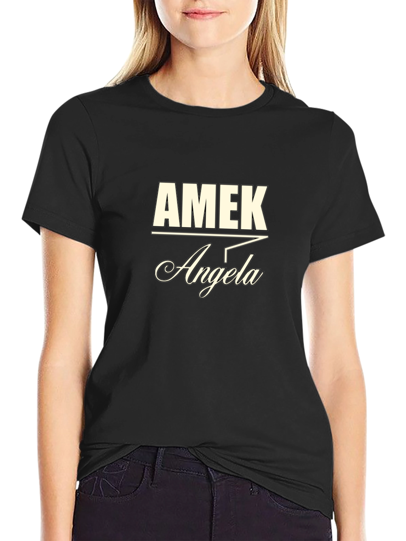 AMEK Angela Custom Printed Black T-Shirt