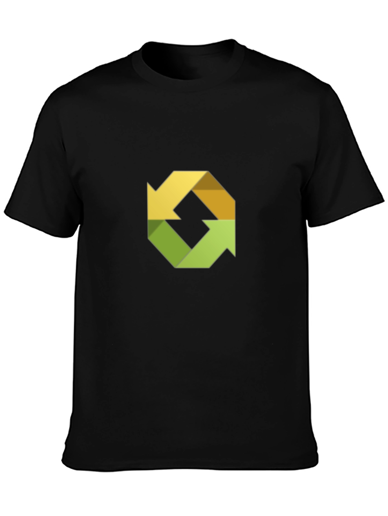 Abstract Arrow Recycle Design Black T-Shirt