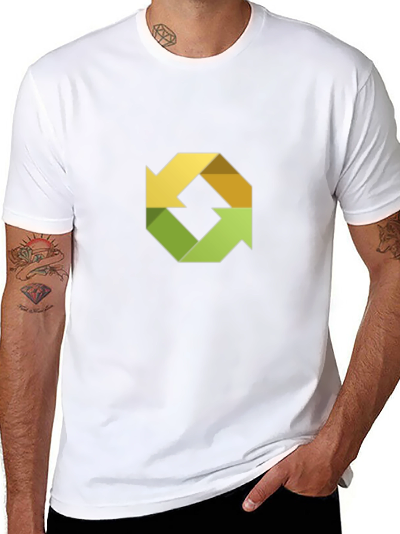 Abstract Arrow Recycle Design Black T-Shirt