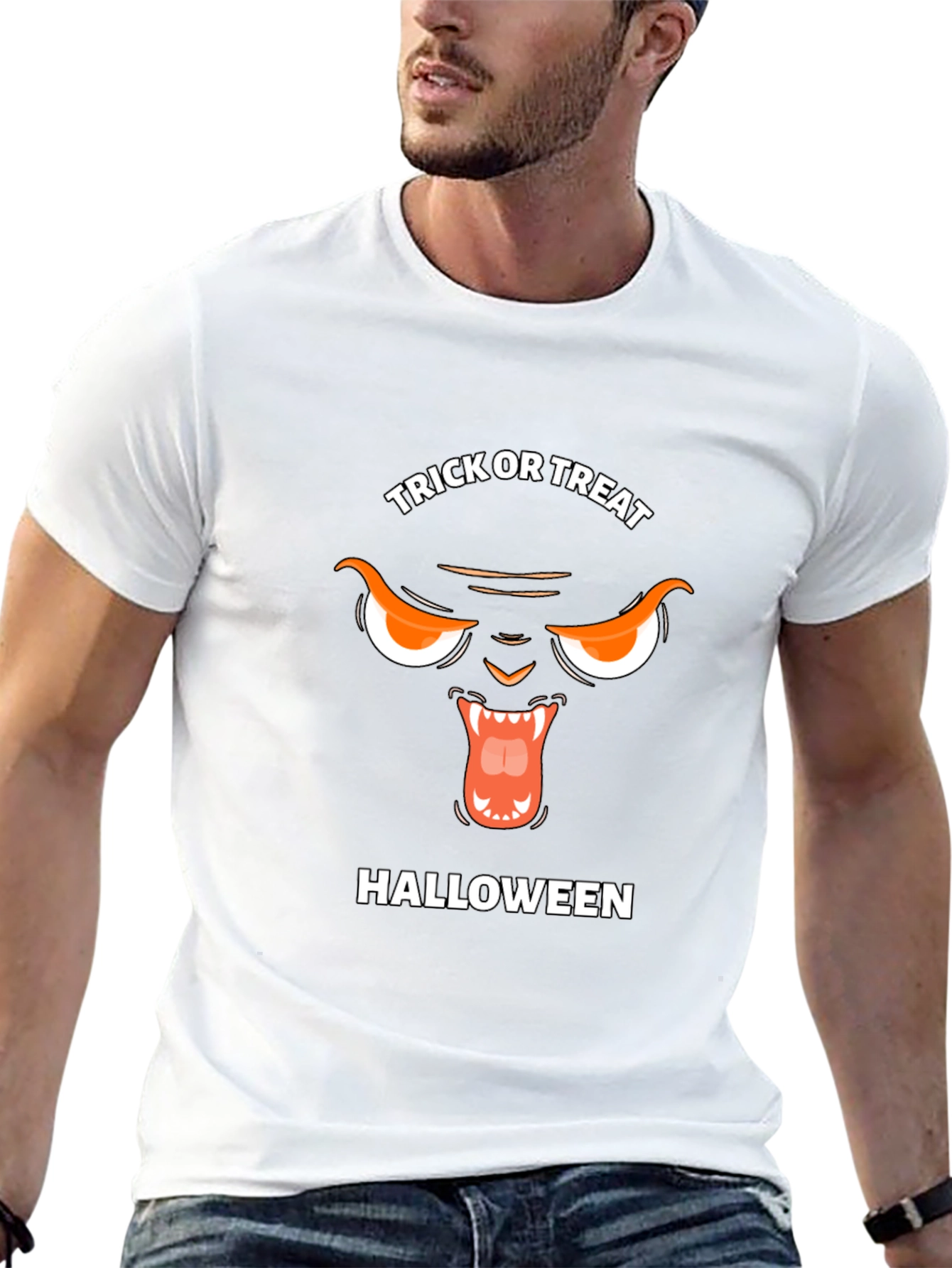 Halloween Trick or Treat Black Cat Graphic Tee