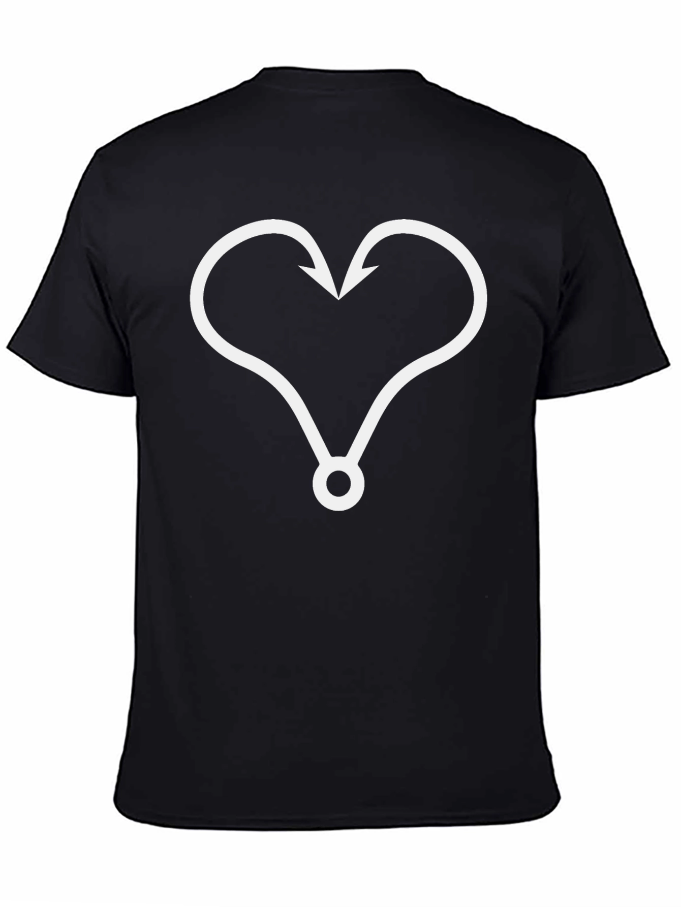 Heart Fishing Hook Graphic Tee - Black