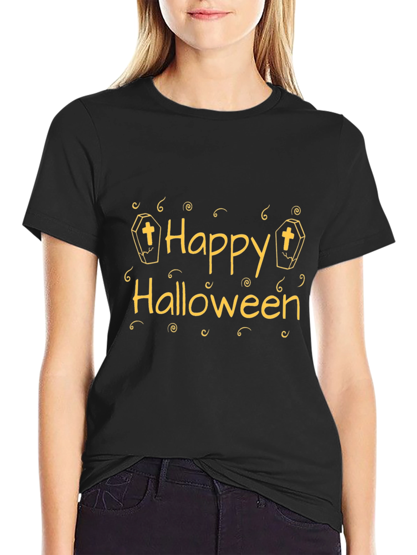 Happy Halloween Graphic Tee - Black