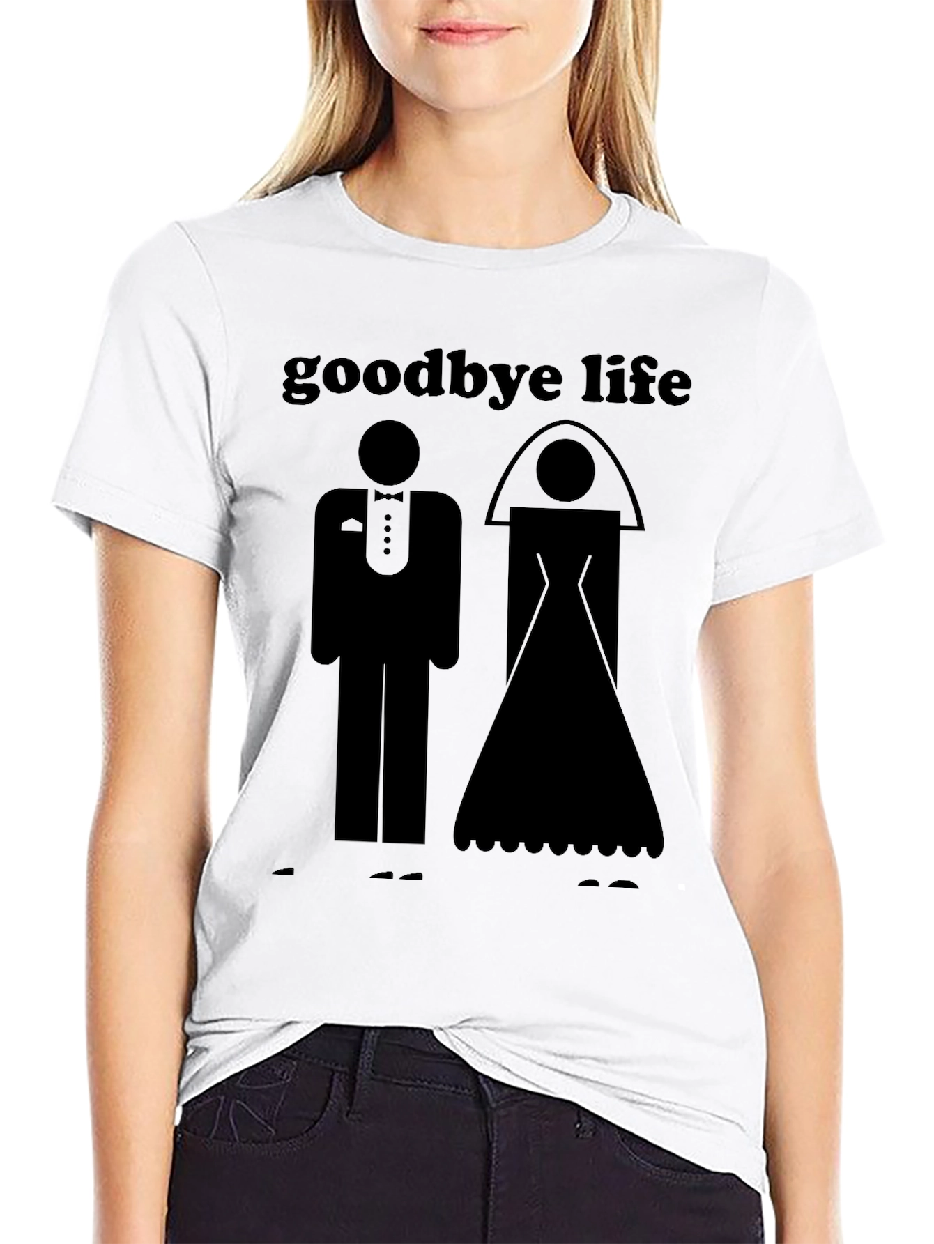 Goodbye Life Wedding Graphic T-Shirt - Black