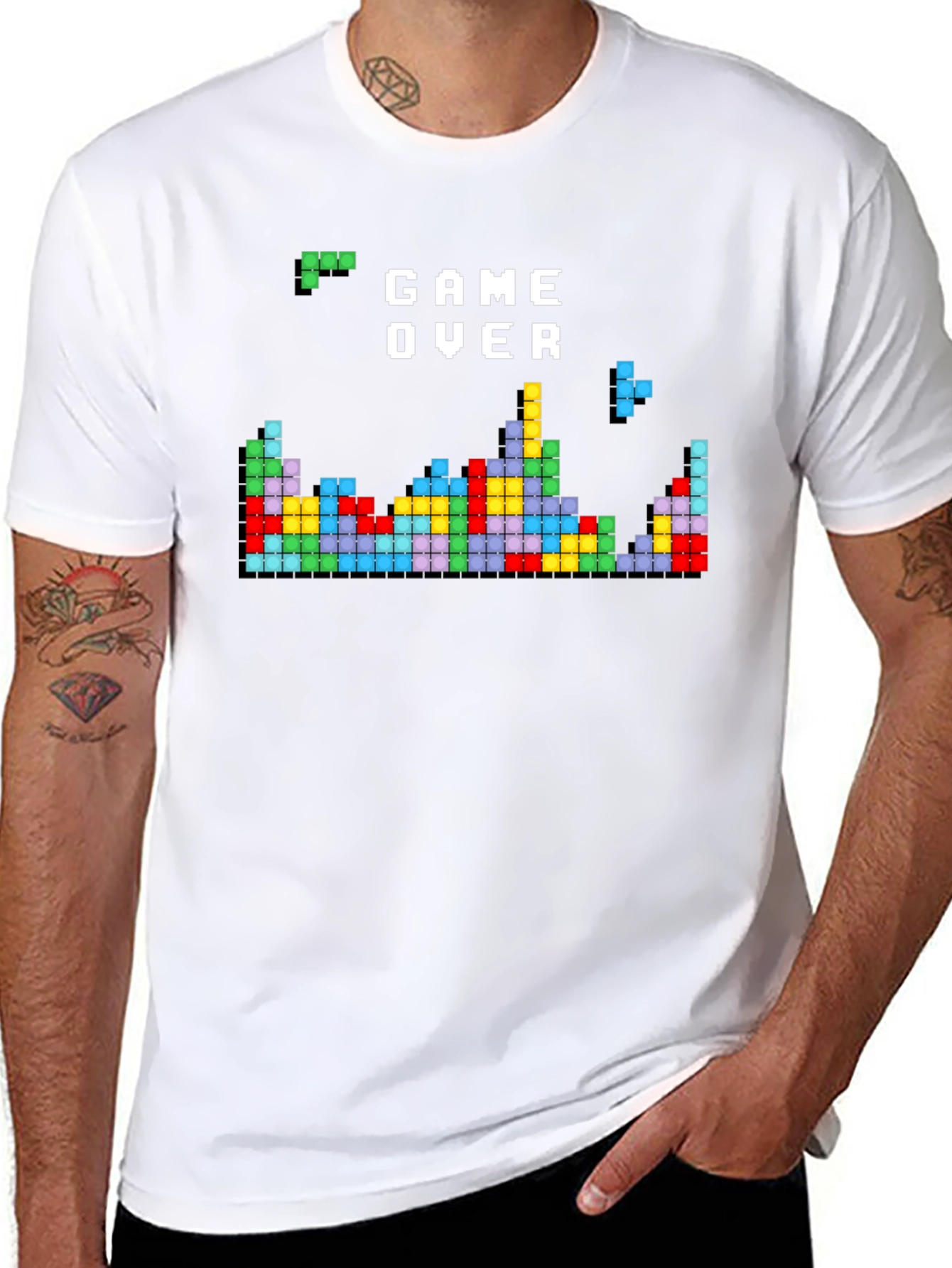 Game Over Tetris Style Black T-Shirt