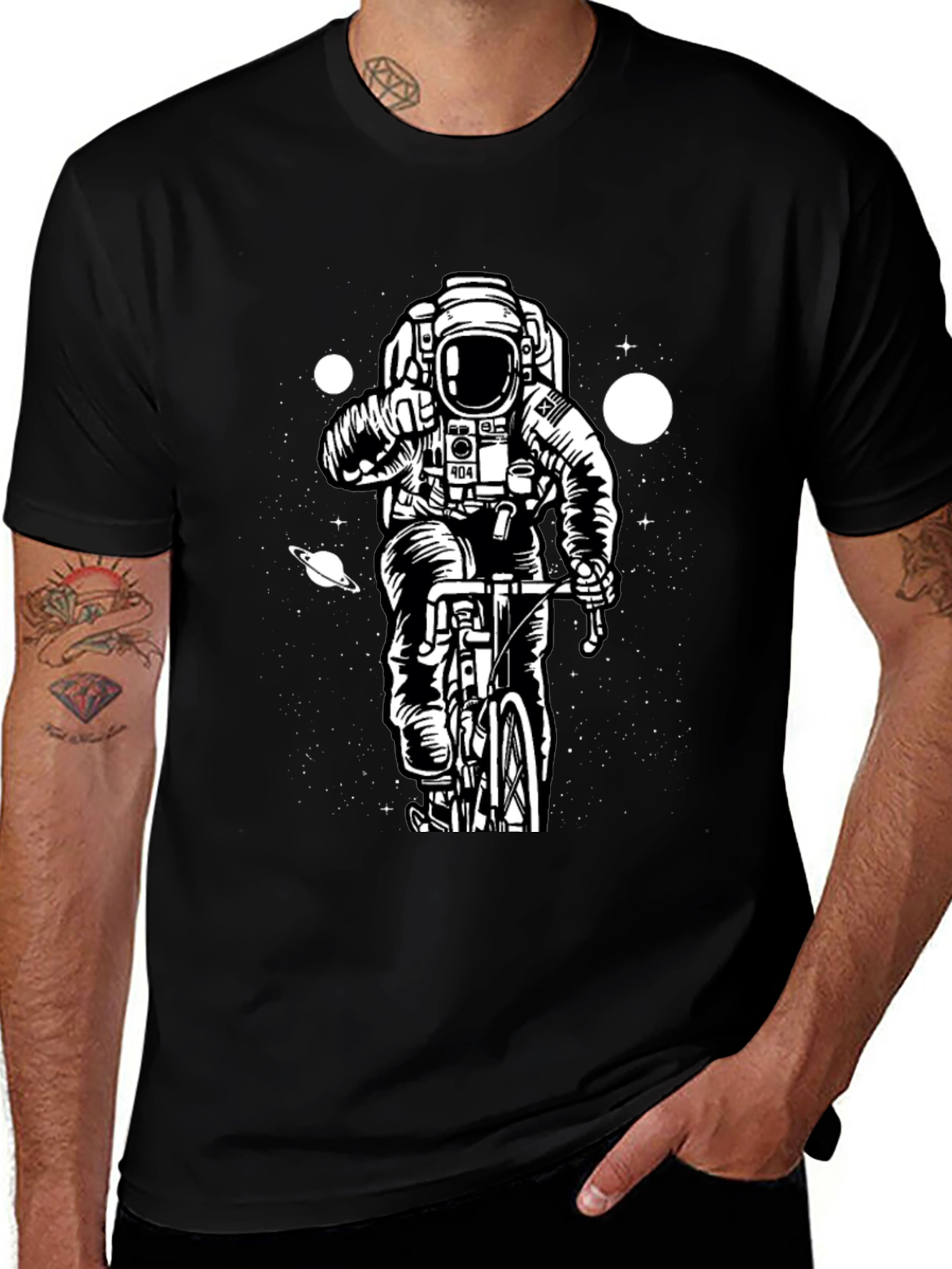 Astronaut Biker T-Shirt - Space Rider Design
