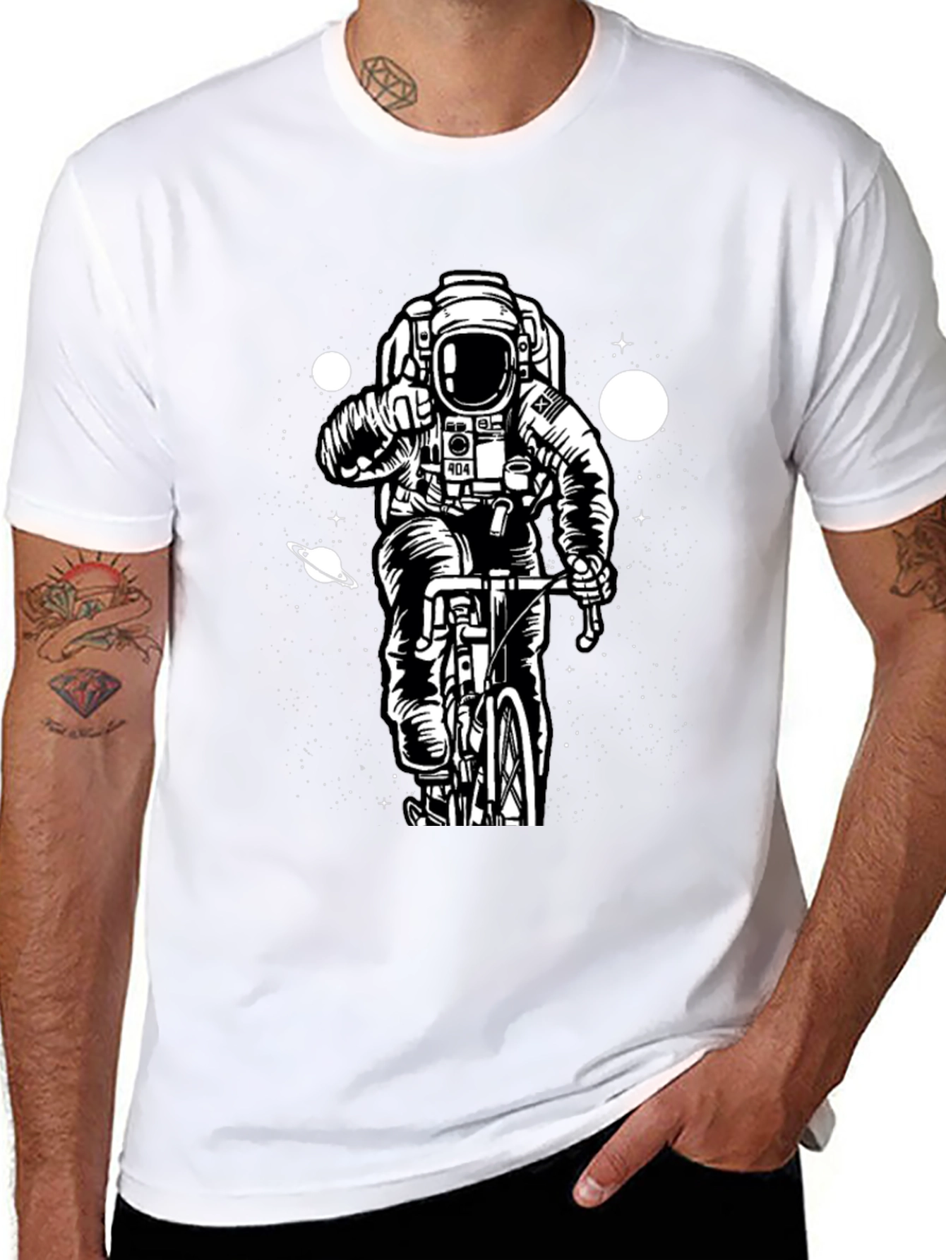 Astronaut Biker T-Shirt - Space Rider Design