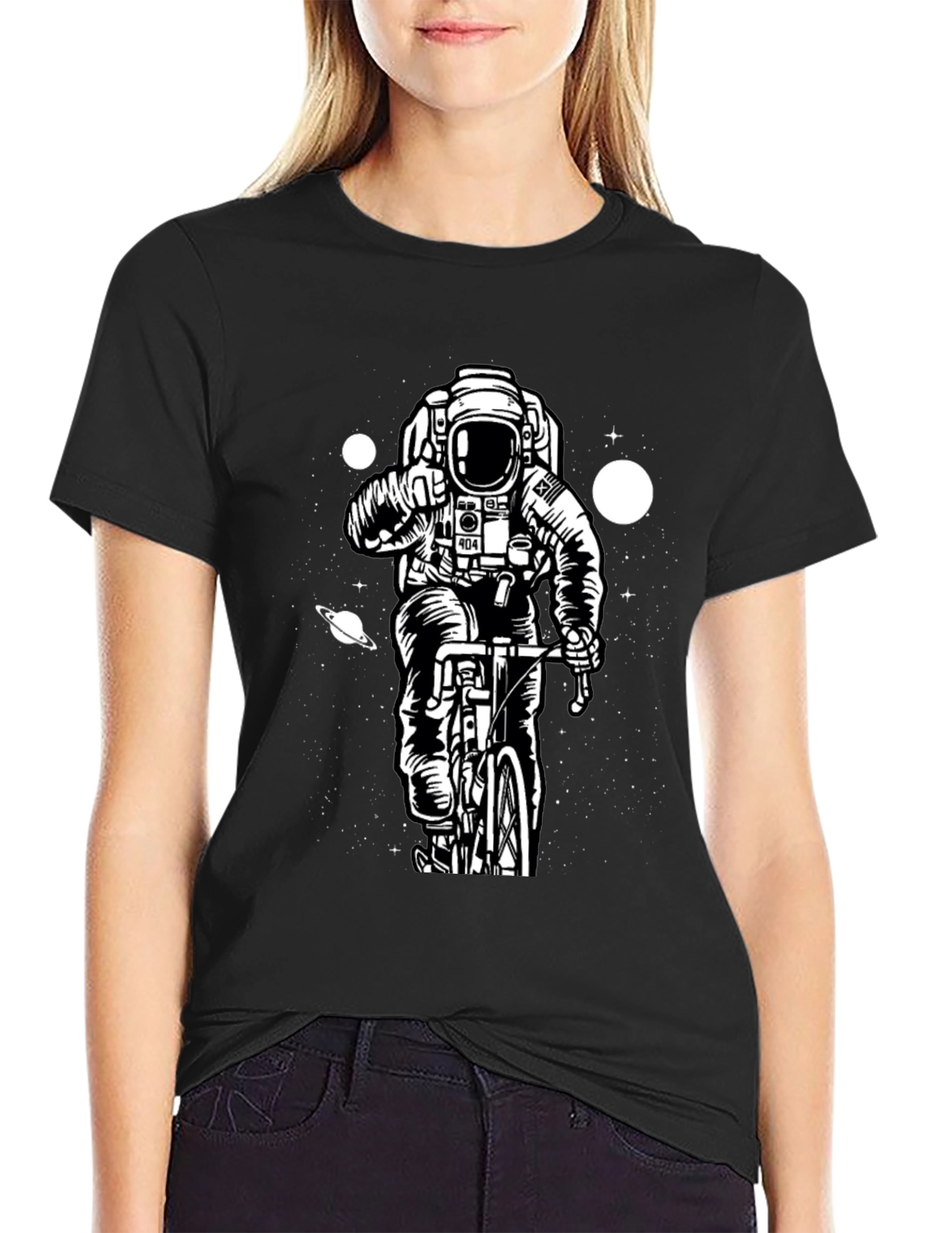 Astronaut Biker T-Shirt - Space Rider Design