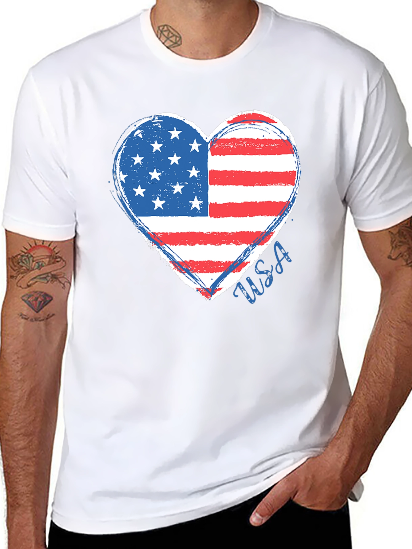 American Flag Heart Graphic T-Shirt