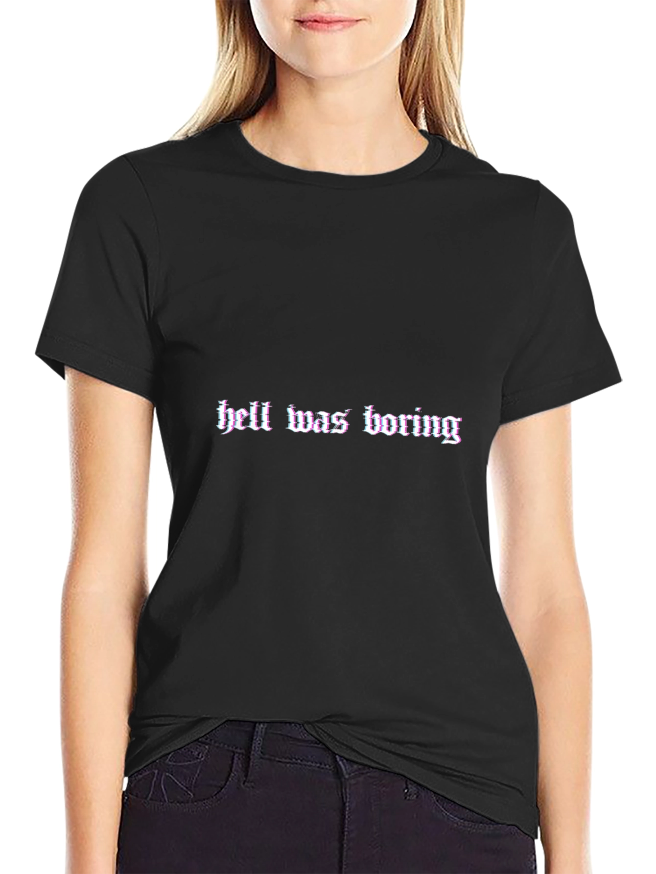 Hell Was Boring Black Graphic Tee