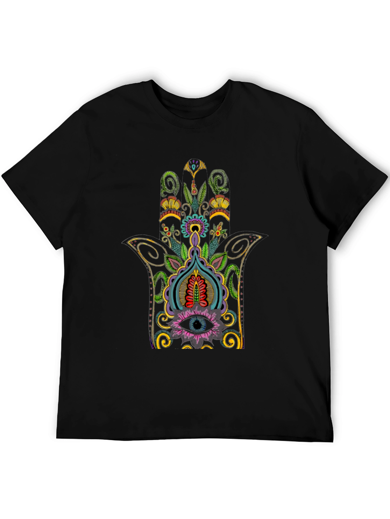 Hamsa Hand Eye Graphic Tee - Black