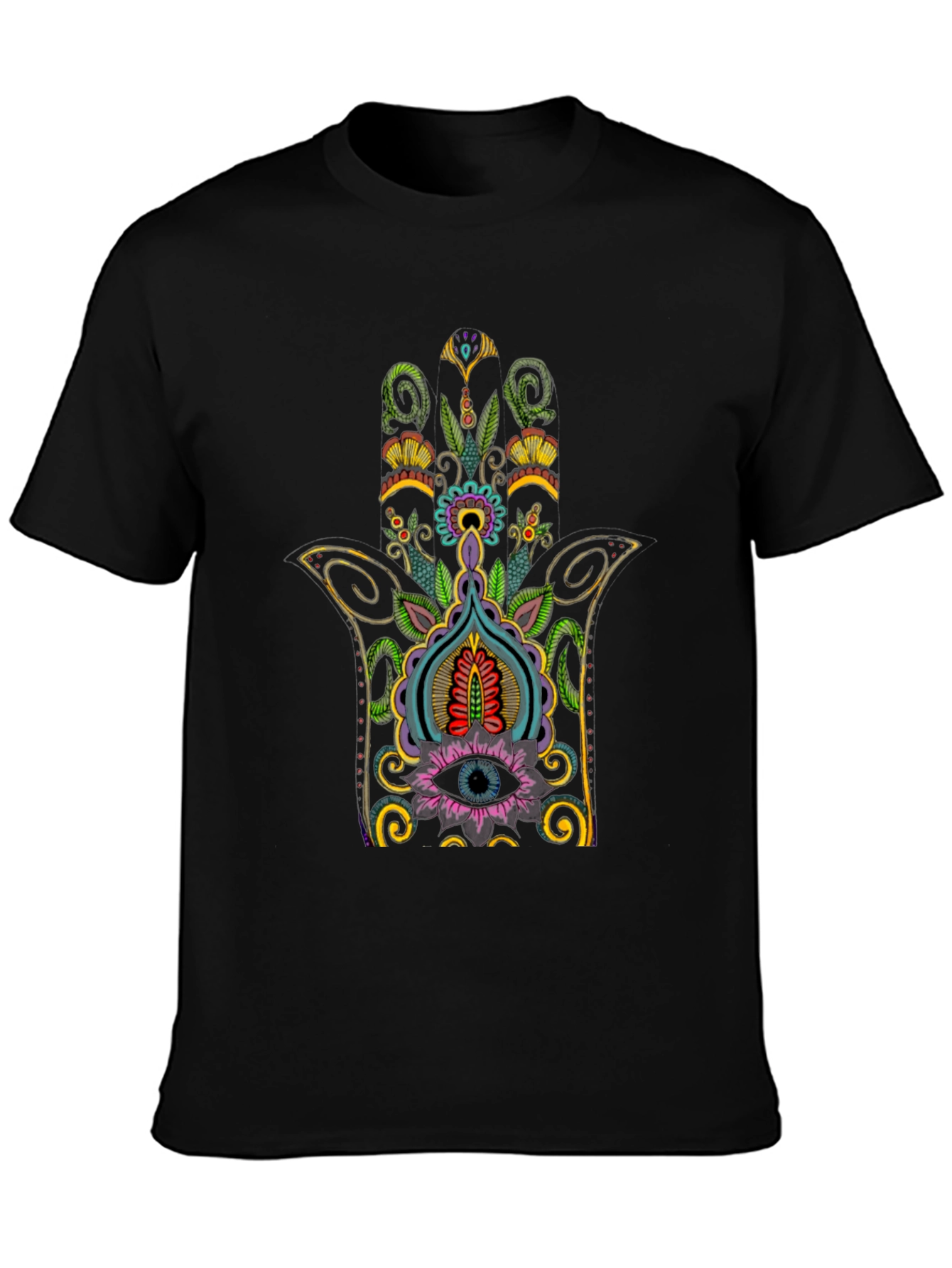 Hamsa Hand Eye Graphic Tee - Black