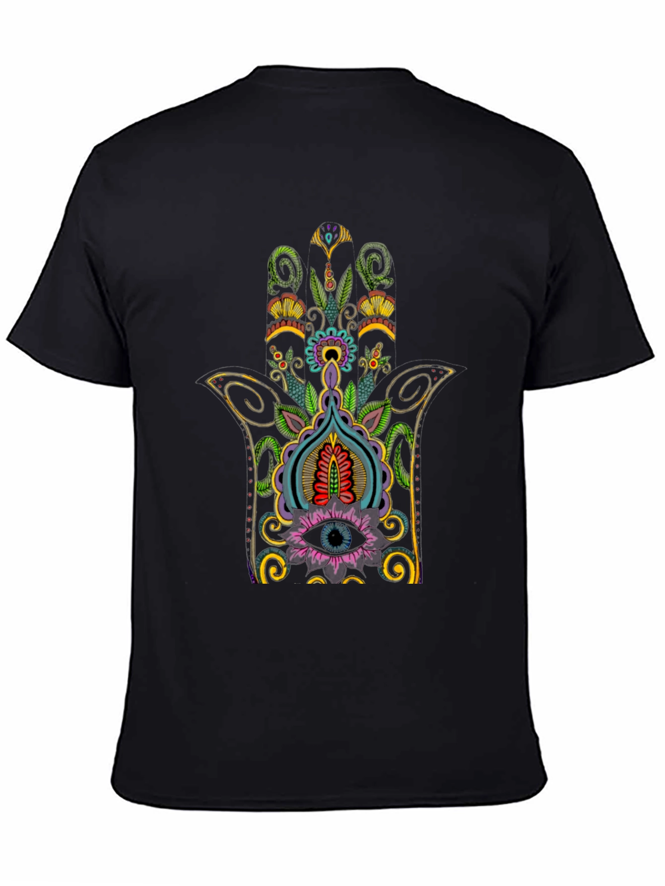 Hamsa Hand Eye Graphic Tee - Black