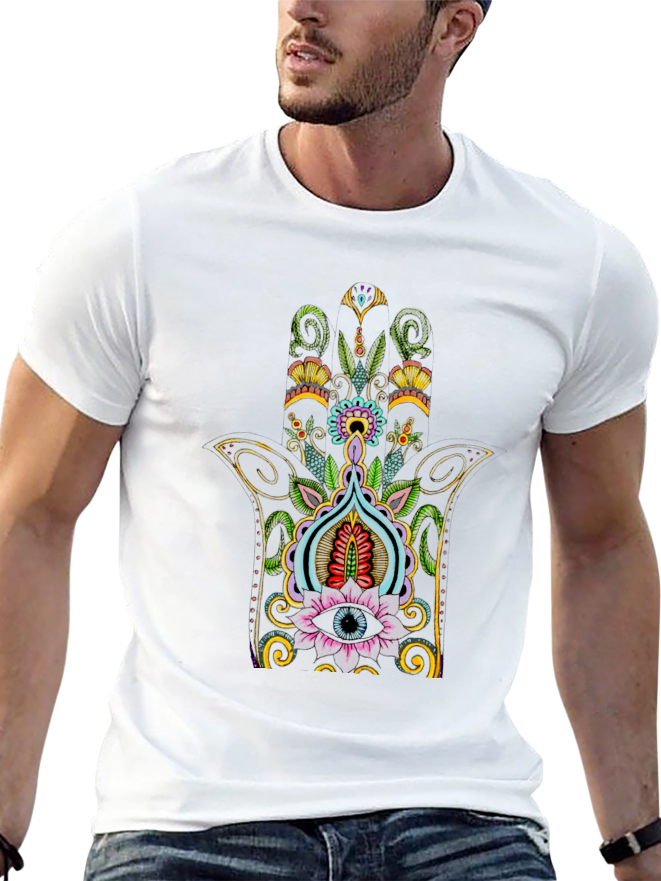 Hamsa Hand Eye Graphic Tee - Black