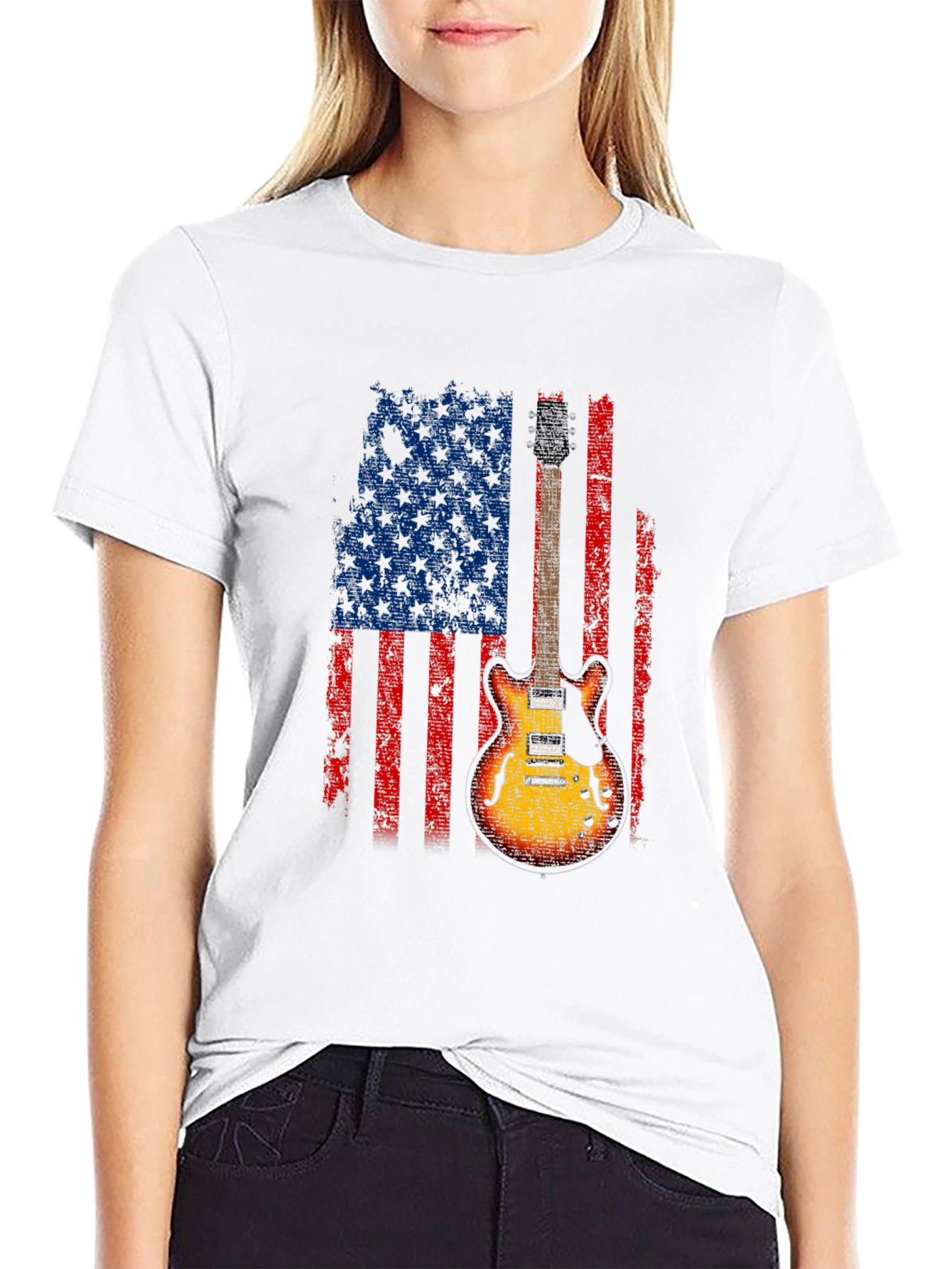 American Flag Guitar T-Shirt