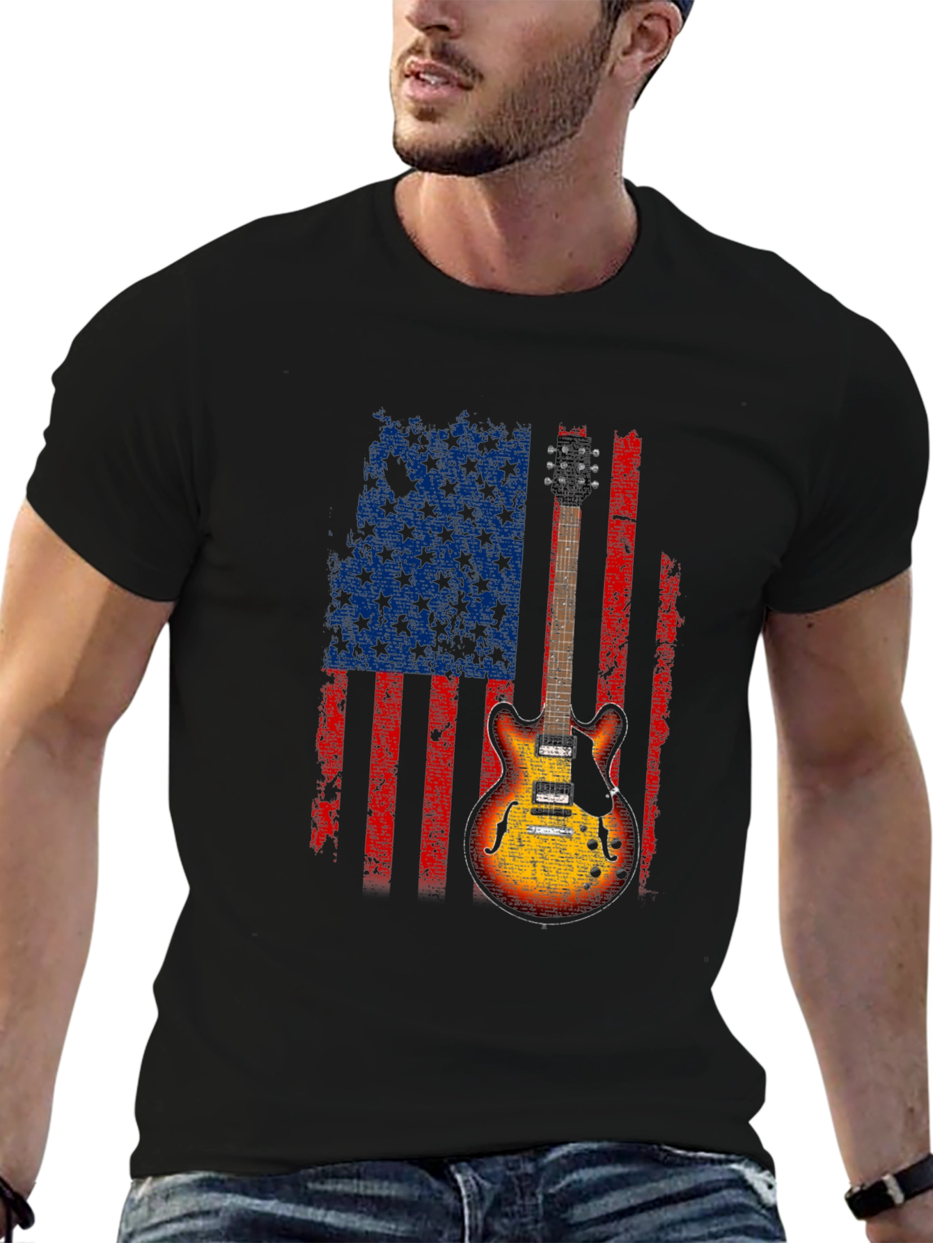 American Flag Guitar T-Shirt