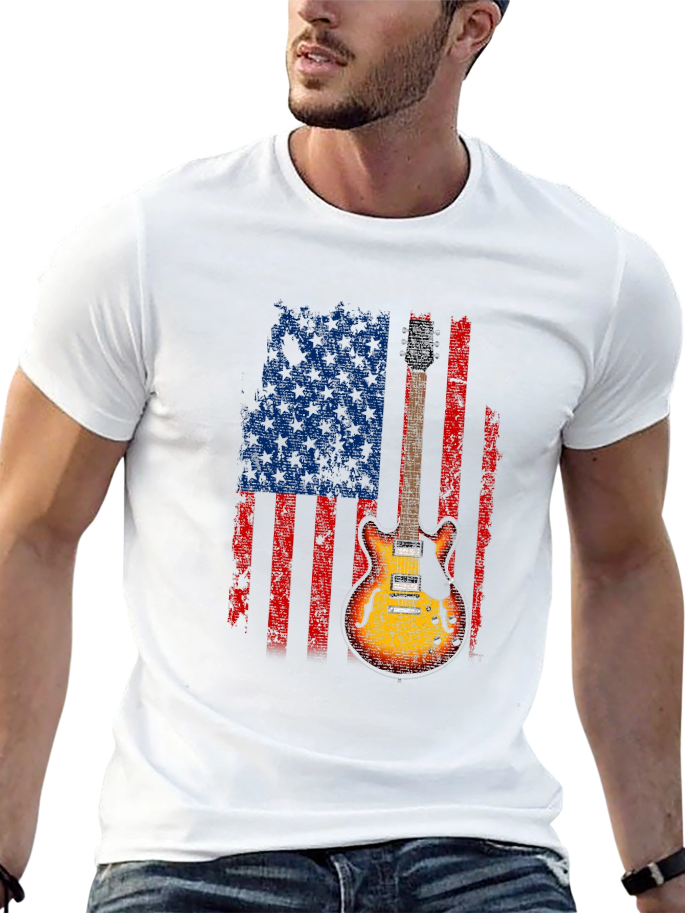 American Flag Guitar T-Shirt