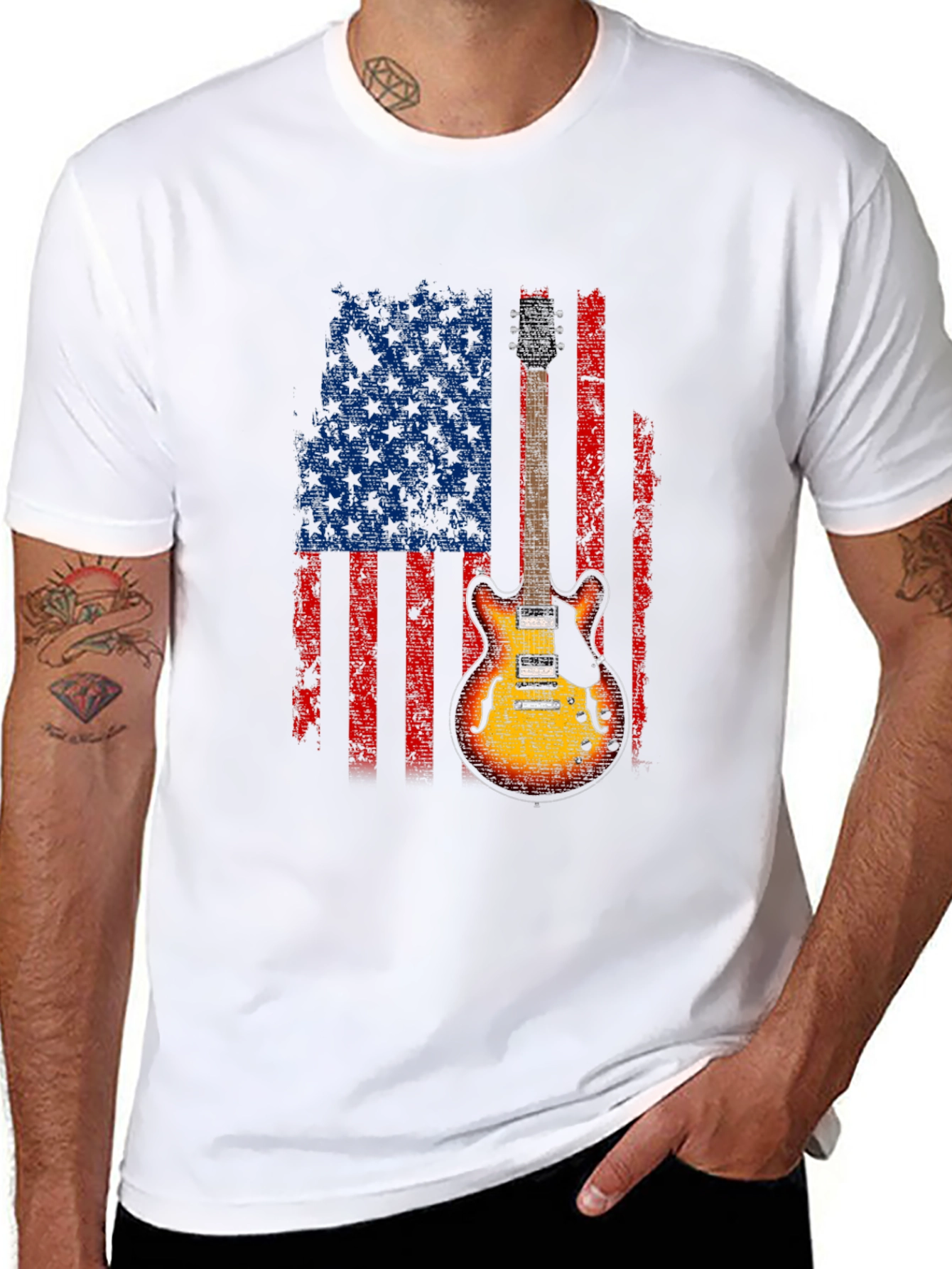 American Flag Guitar T-Shirt