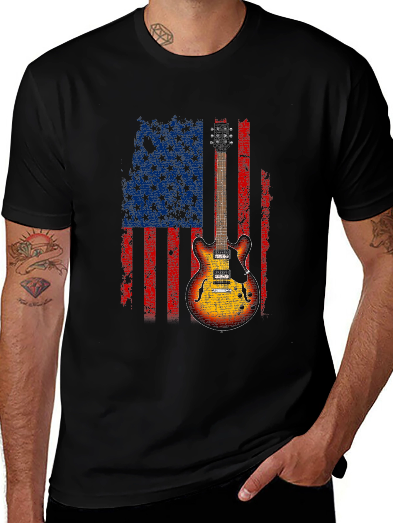 American Flag Guitar T-Shirt