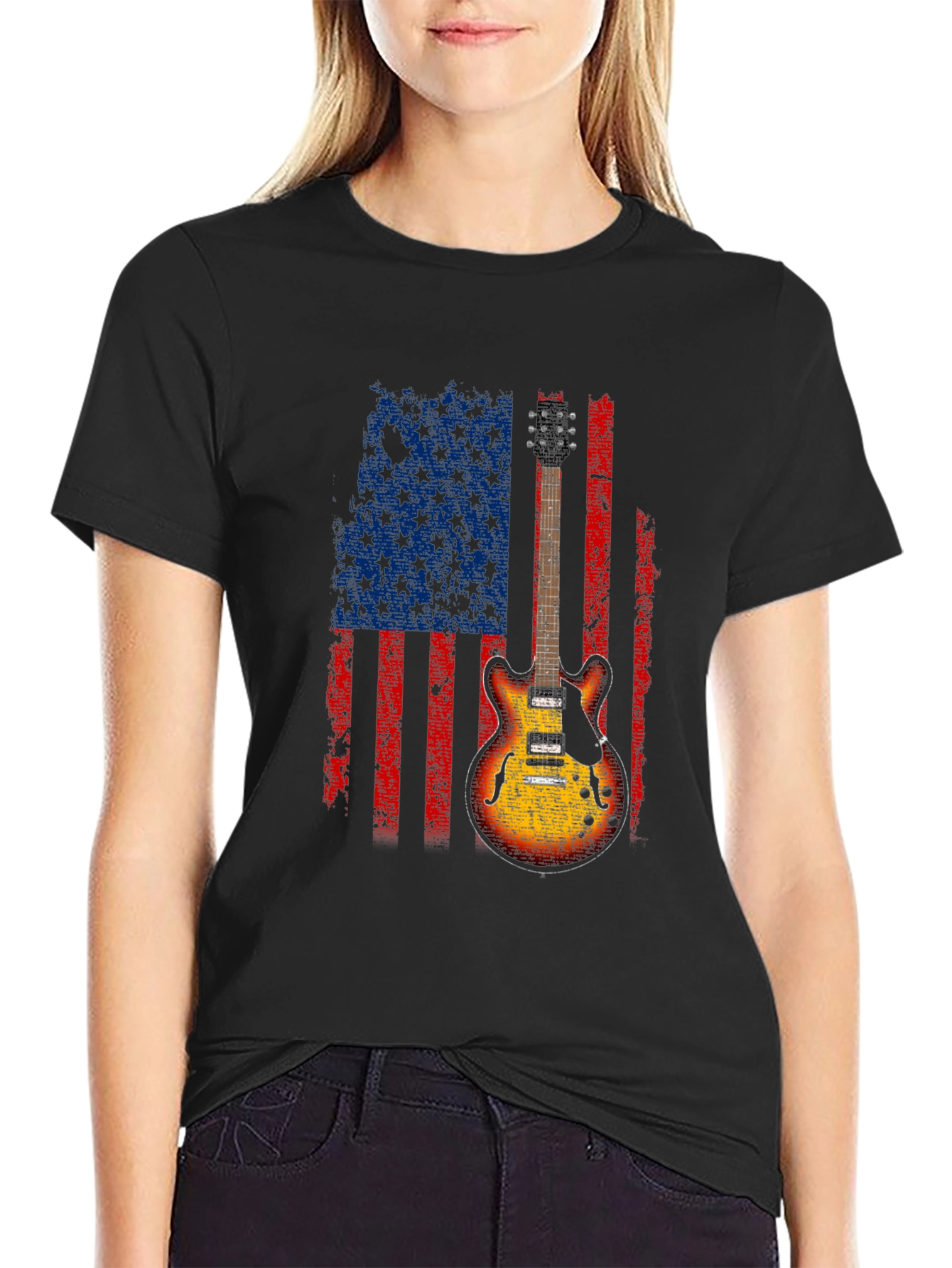 American Flag Guitar T-Shirt