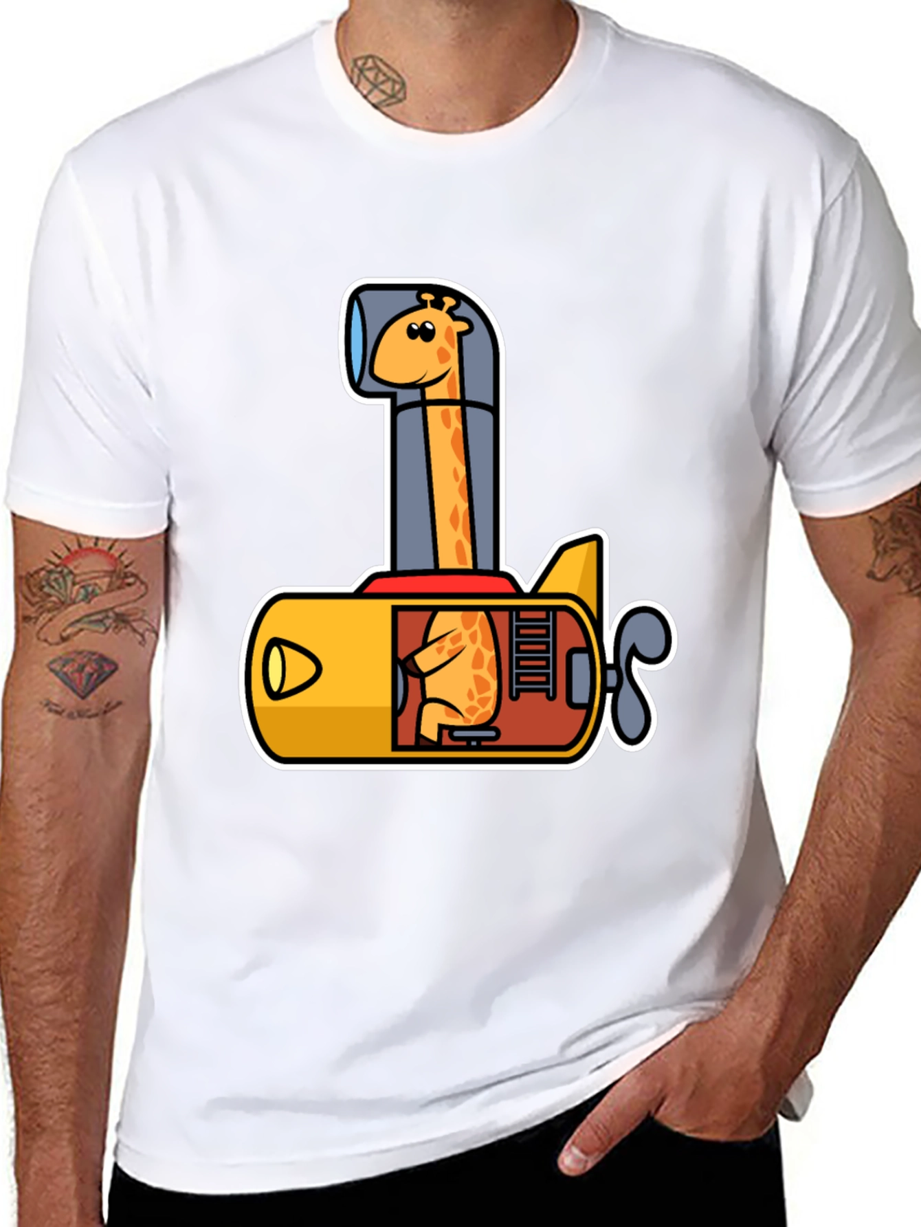 Giraffe Submarine Graphic Tee - Fun & Unique Design
