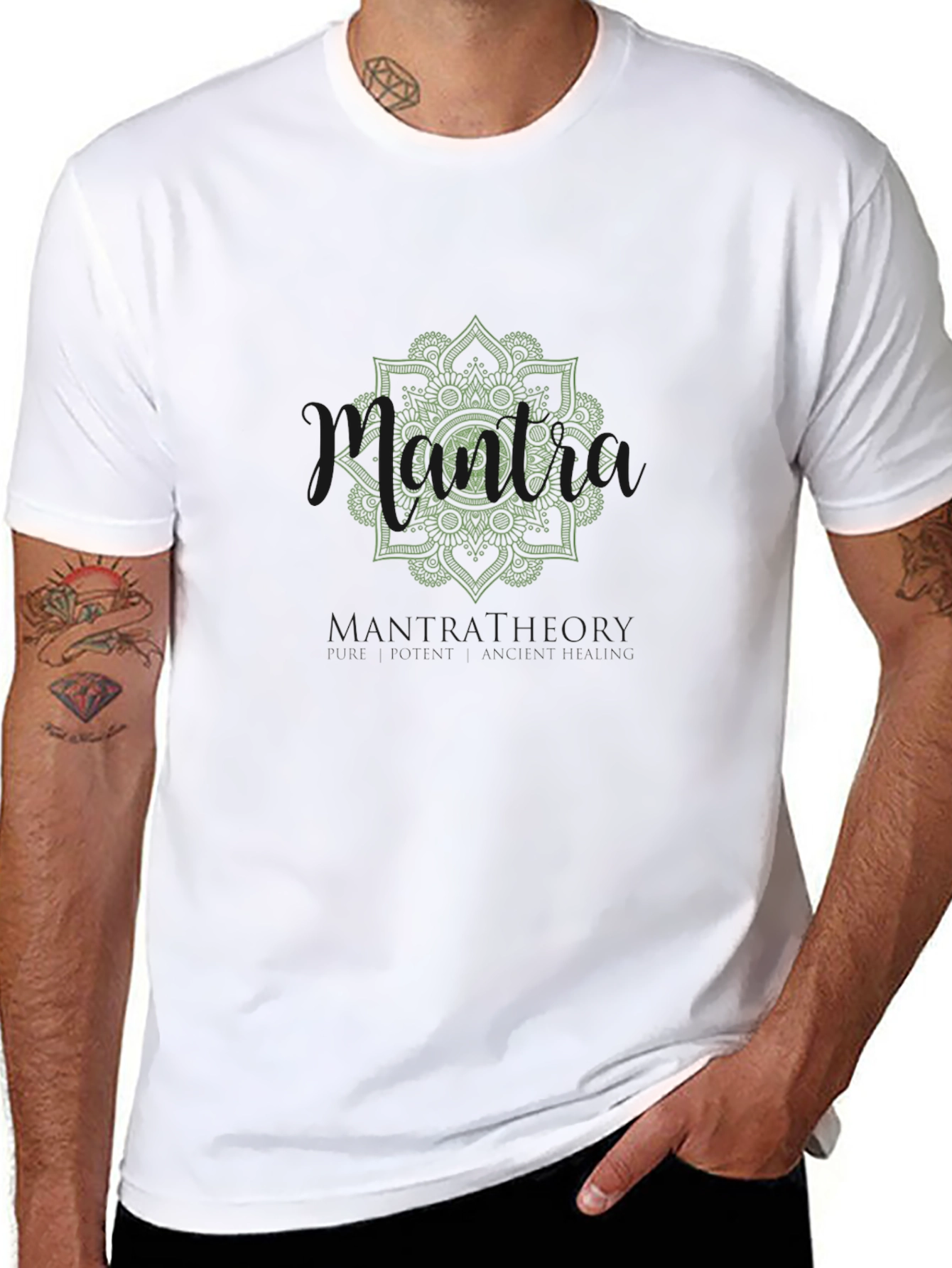 Mens Black Graphic Tee - Mandala of Glory