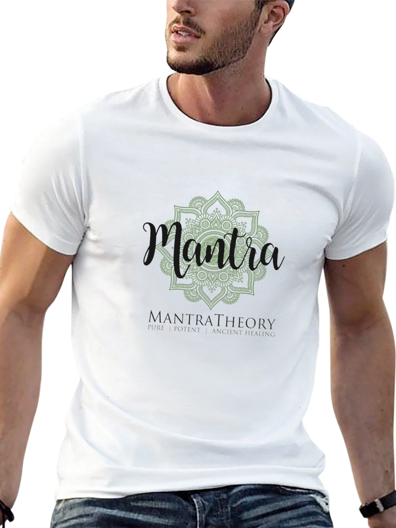 Mens Black Graphic Tee - Mandala of Glory