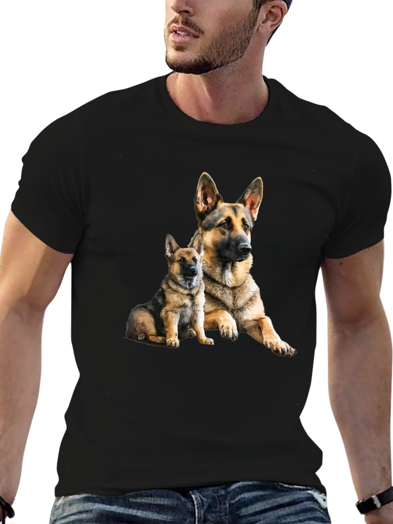 German Shepherd Dog Graphic Tee - Black